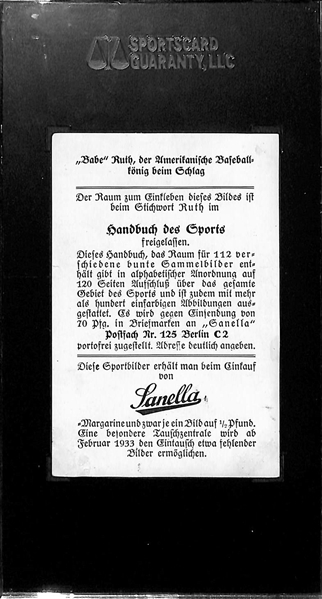 1932 Sanella Babe Ruth (Type 2) Card SGC 1.5